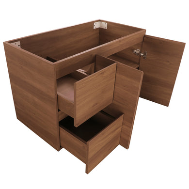 *Clearance* Avisé 900mm Wall Hung Vanity Cabinet with Drawers on the Left Side | Villara Oak Woodgrain |