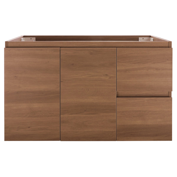 Avisé 900mm Wall Hung Vanity Cabinet with Drawers on the Right Side | Villara Oak Woodgrain |