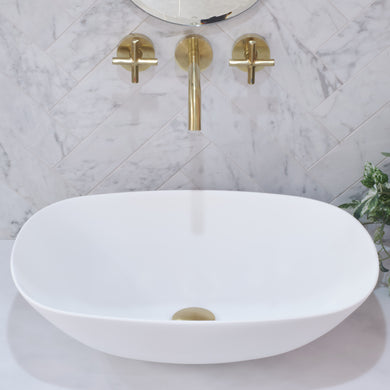 Rolo 540mm Artificial Stone Above-Counter Basin, Matte White