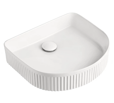 Dee Arch Fluted 410mm x 365mm Above-Counter Basin, Gloss White