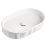Pill Oval Fluted 580mm x 360mm Above-Counter Basin, Gloss White *Clearance Stock*