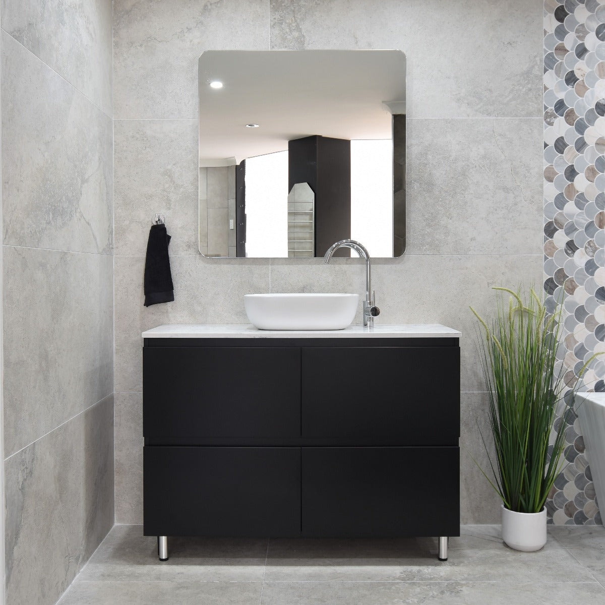 Alles Plus 1200mm Floor Standing Vanity Cabinet | Satin Black |