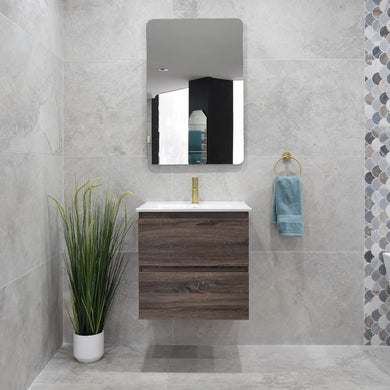 *Clearance* Alles Plus 600mm Wall Hung Vanity Cabinet | Legna Noir Woodgrain |