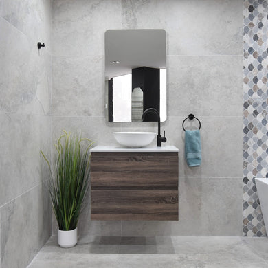 *Clearance* Alles Plus 750mm Wall Hung Vanity Cabinet | Legna Noir Woodgrain |