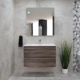 *Clearance* Alles Plus 900mm Wall Hung Vanity Cabinet | Legna Noir Woodgrain |