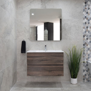 *Clearance* Alles Plus 900mm Wall Hung Vanity Cabinet | Legna Noir Woodgrain |