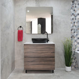 *Clearance* Alles Plus 900mm Floor Standing Vanity Cabinet | Legna Noir Woodgrain |