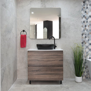 *Clearance* Alles Plus 900mm Floor Standing Vanity Cabinet | Legna Noir Woodgrain |