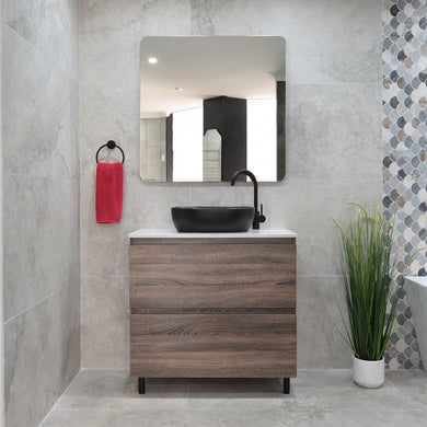 *Clearance* Alles Plus 900mm Floor Standing Vanity Cabinet | Legna Noir Woodgrain |