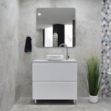 *Clearance* Alles Plus 900mm Floor Standing Vanity Cabinet | Satin White |