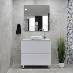 *Clearance* Alles Plus 900mm Floor Standing Vanity Cabinet | Satin White |