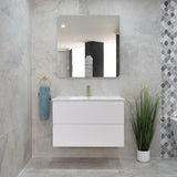 *Clearance* Alles Plus 900mm Wall Hung Vanity Cabinet | Satin White |