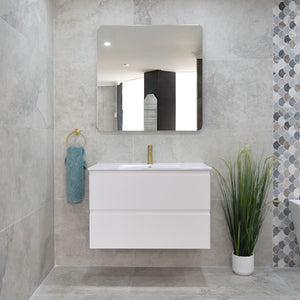 *Clearance* Alles Plus 900mm Wall Hung Vanity Cabinet | Satin White |