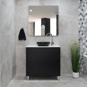 *Clearance* Alles Plus 900mm Floor Standing Vanity Cabinet | Satin Black |