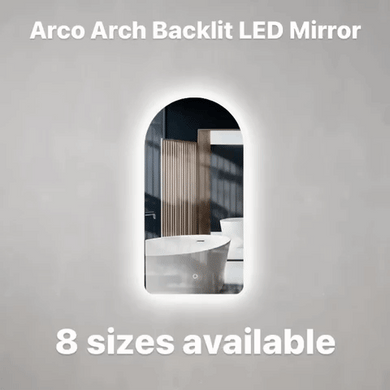 *Clearance* Arco Arch 850mm x 1000mm Backlit LED Frameless Mirror with Polished Edge and Demister
