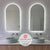 Arco Arch 550mm x 1000mm Frontlit and Backlit LED Frameless Mirror with Frosted Glass Border and Demister