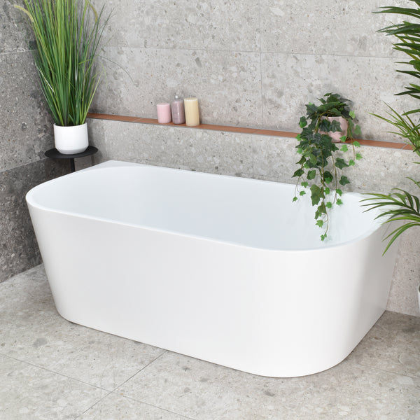 Avalon II Back to Wall Freestanding Bath | 1500mm or 1700mm | Matte White |