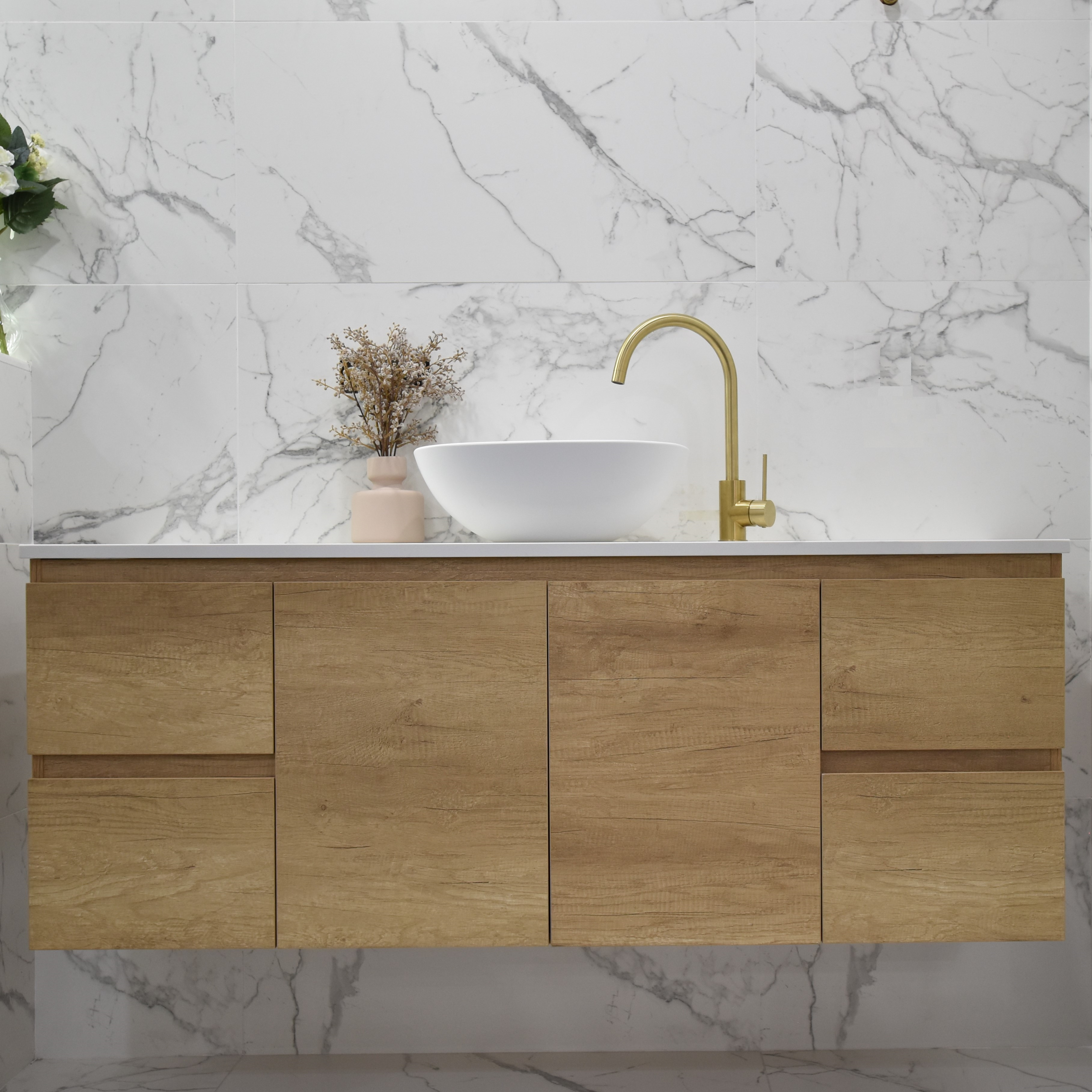 Avisé 1500mm Wall Hung Vanity Cabinet | Alba Oak Woodgrain |