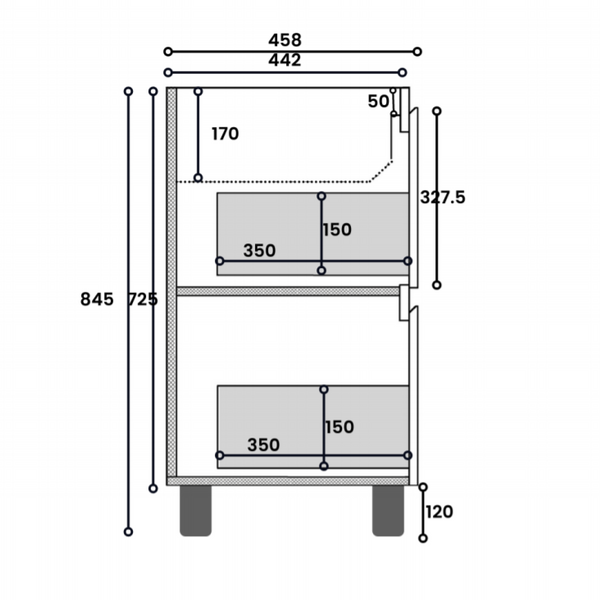 Avisé 750mm Floor Standing Vanity Cabinet with Drawers on the Right Side | Gloss White |