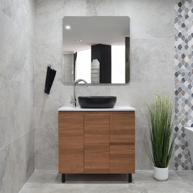 Avisé 900mm Floor Standing Vanity Cabinet with Drawers on the Right Side, Villara Oak Woodgrain *Clearance Stock*