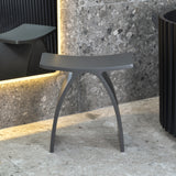 Kura Arch Artificial Stone Stool | Matte Charcoal |