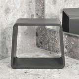 Tera Soft Square Artificial Stone Stool | Matte Charcoal |