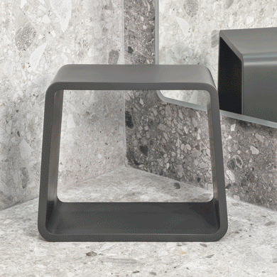 Tera Soft Square Artificial Stone Stool | Matte Charcoal |