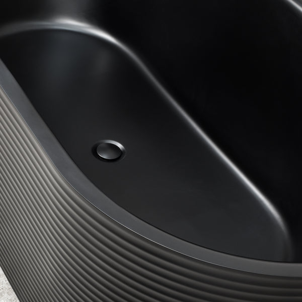 Brighton Corrugated Ribbed Back to Wall Freestanding Bath, Matte Black | 1500mm or 1700mm |