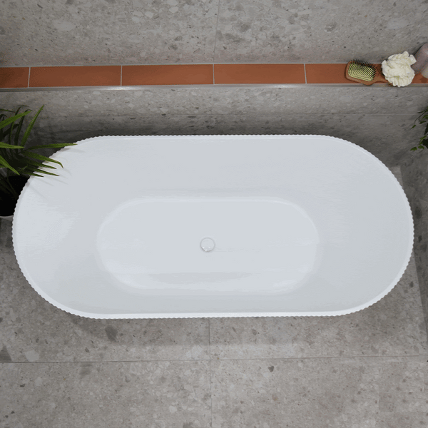 Brighton Groove 1700mm Fluted Oval Freestanding Bath | Gloss White or Matte White |