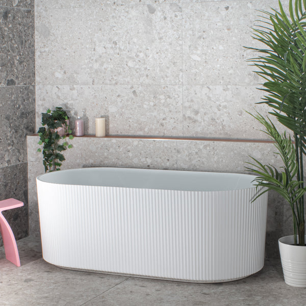 Brighton Groove 1500mm Fluted Oval Freestanding Bath | Gloss White or Matte White |
