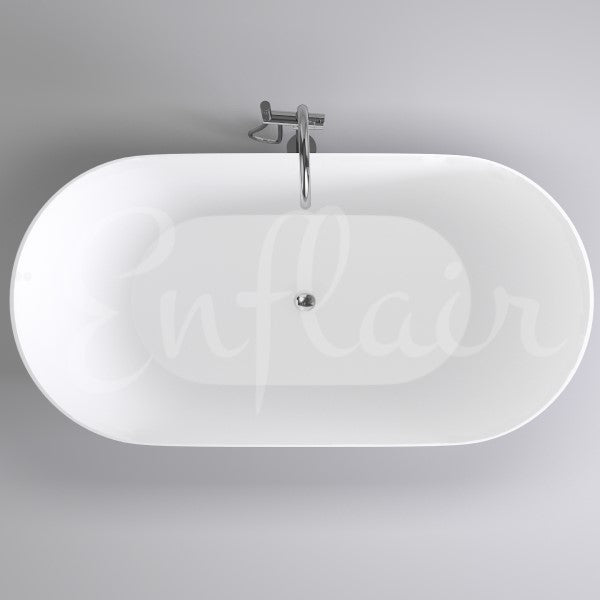 Brighton Slim 1500mm Oval Freestanding Bath, Gloss White