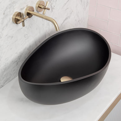 Wave Oval 600mm Artificial Stone Above-Counter Basin, Matte Black