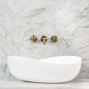 Wave Oval 600mm Artificial Stone Above-Counter Basin, Matte White