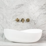 Wave Oval 600mm Artificial Stone Above-Counter Basin, Gloss White