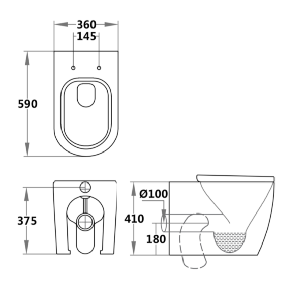 Corto Q Wall Faced Toilet Pan (Compatible with Cistern Behind the Wall) | Gloss White |