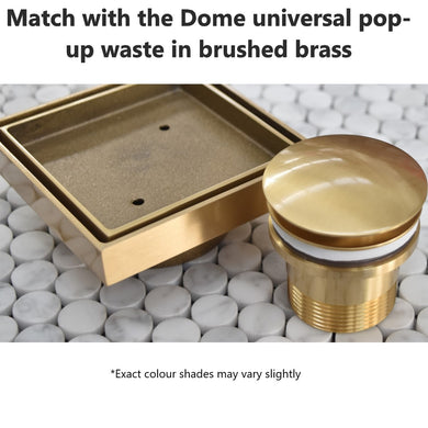 Brass Tile Insert Floor Waste | 75mm Outlet, Brushed Brass (Gold)