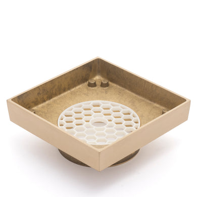 Brass Tile Insert Floor Waste | 75mm Outlet, Brushed Brass (Gold)