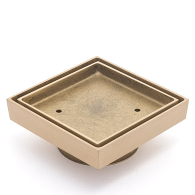 Brass Tile Insert Floor Waste, 75mm Outlet, Brushed Brass (Gold)