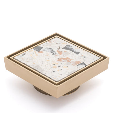 Brass Tile Insert Floor Waste | 75mm Outlet, Brushed Brass (Gold)