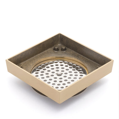 Brass Tile Insert Floor Waste | 90mm Outlet, Brushed Brass (Gold)