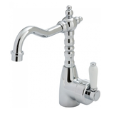 Fienza Eleanor Shepherds Crook Basin Mixer I Chrome I Ceramic White Flick Mixer Handle