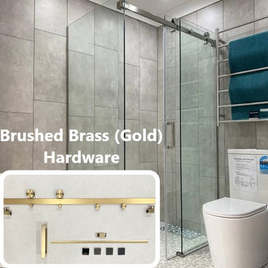 Rio Frameless Shower Screen with Sliding Door | Brushed Brass (Gold) |