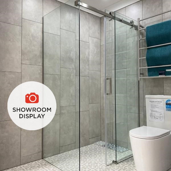 Rio Frameless Shower Screen with Sliding Door, Brushed Nickel