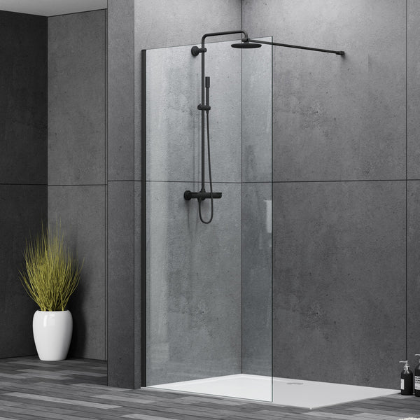 Fresca Fixed Shower Screen Panel for Walk in Shower, Chrome or Black Hardware. Available in 950mm, 1050mm, 1150mm.