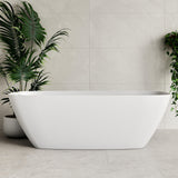 Rolo Soft Square 1700mm Artificial Stone Freestanding Bath, Matte White