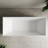 Cubix Groove 1700mm Fluted Square Multifit Artificial Stone Freestanding Bath, Matte White