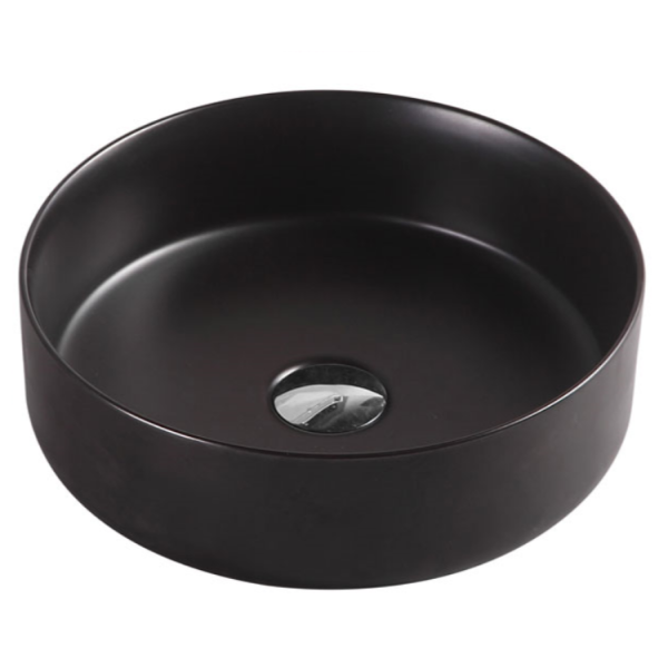 Kahm Round 355mm Above-Counter Basin, Matte Black