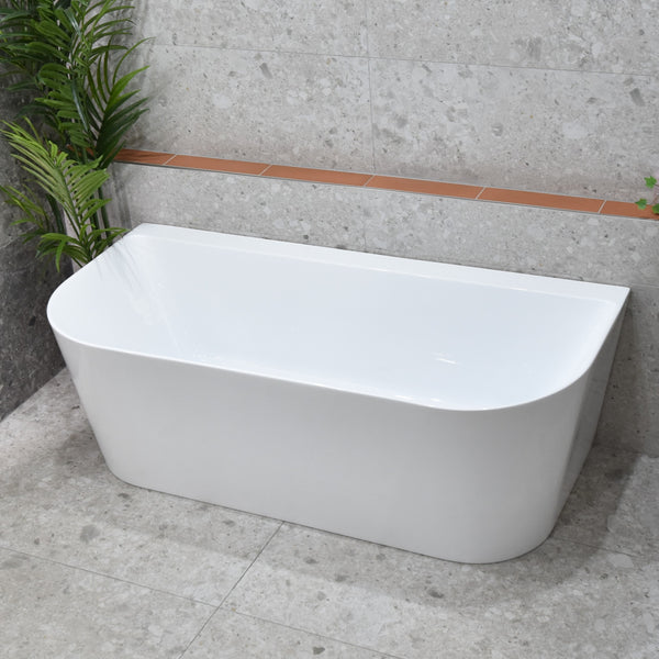 Kiama 1700mm Back to Wall Freestanding Bath, Gloss White