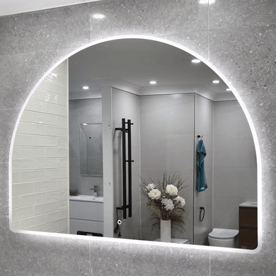 *Clearance* Arco Arch 1300mm x 1000mm Frontlit and Backlit LED Frameless Mirror with Frosted Glass Border and Demister