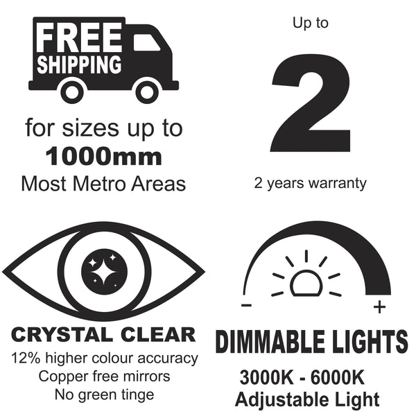 Pill Oval LED Mirror with Frosted Glass Border and Demister | 12 sizes available, from 400mm to 1800mm |
